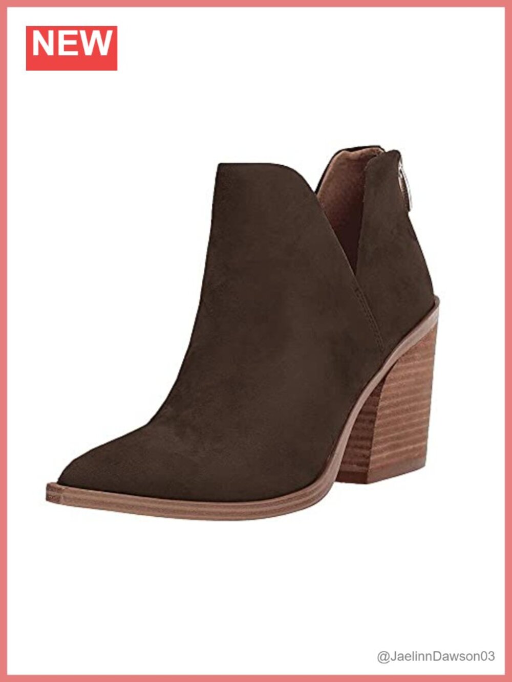 Faux Leather Slip On Ankle Boots Pointed Toe Chunky Heel Booties